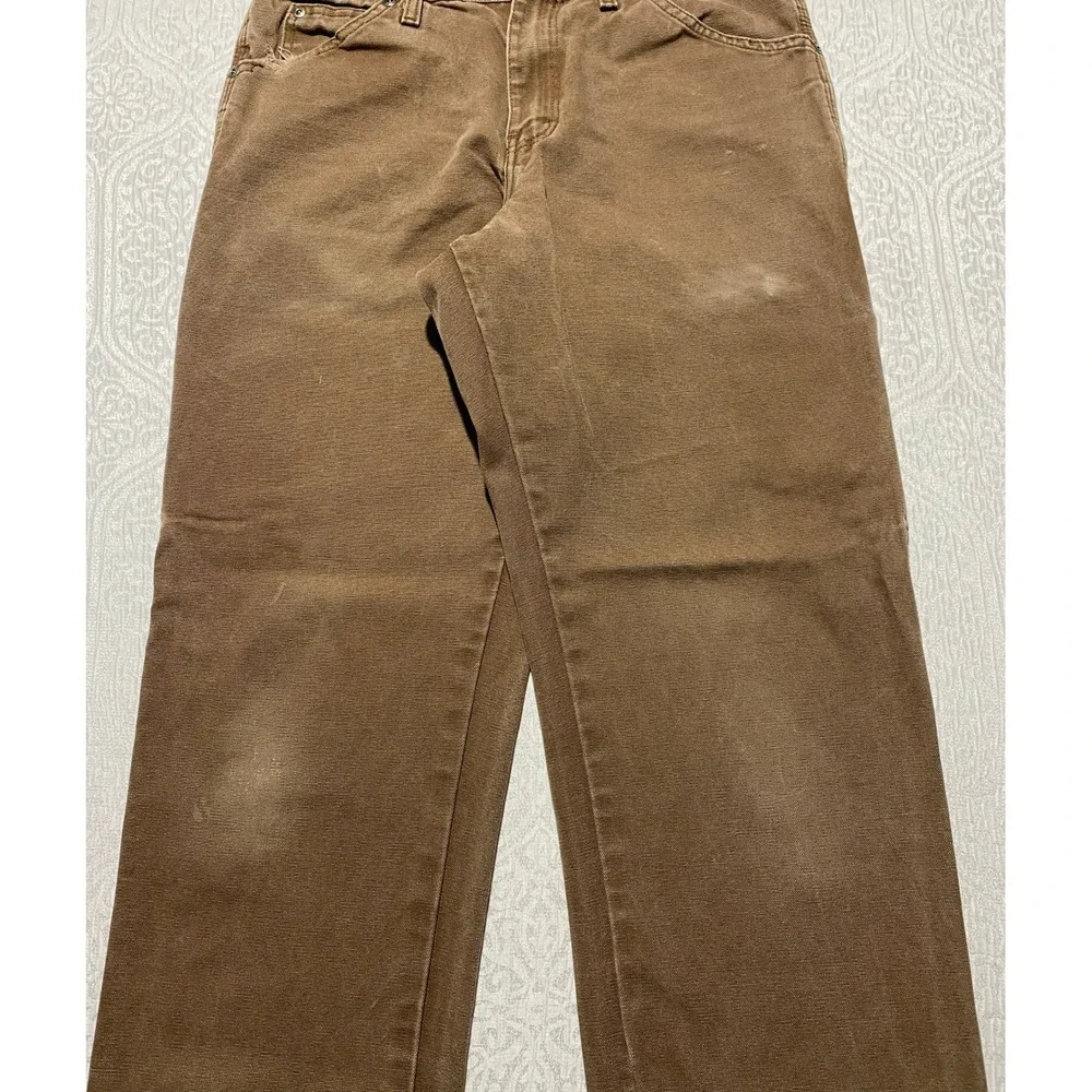 Dickies DU336RTB Brown Cotton Duck Relaxed Fit Carpenter Pants Mens 30x32 - Picture 3 of 10